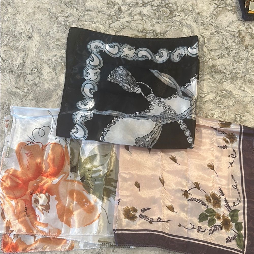 ✨ Bundle of 3 Silky Scarf Handkerchief Bandannas - 19” x 19”